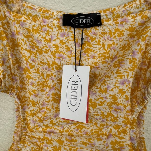 Cider Yellow Floral Cut Out Mini Dress NWT - Picture 5 of 8